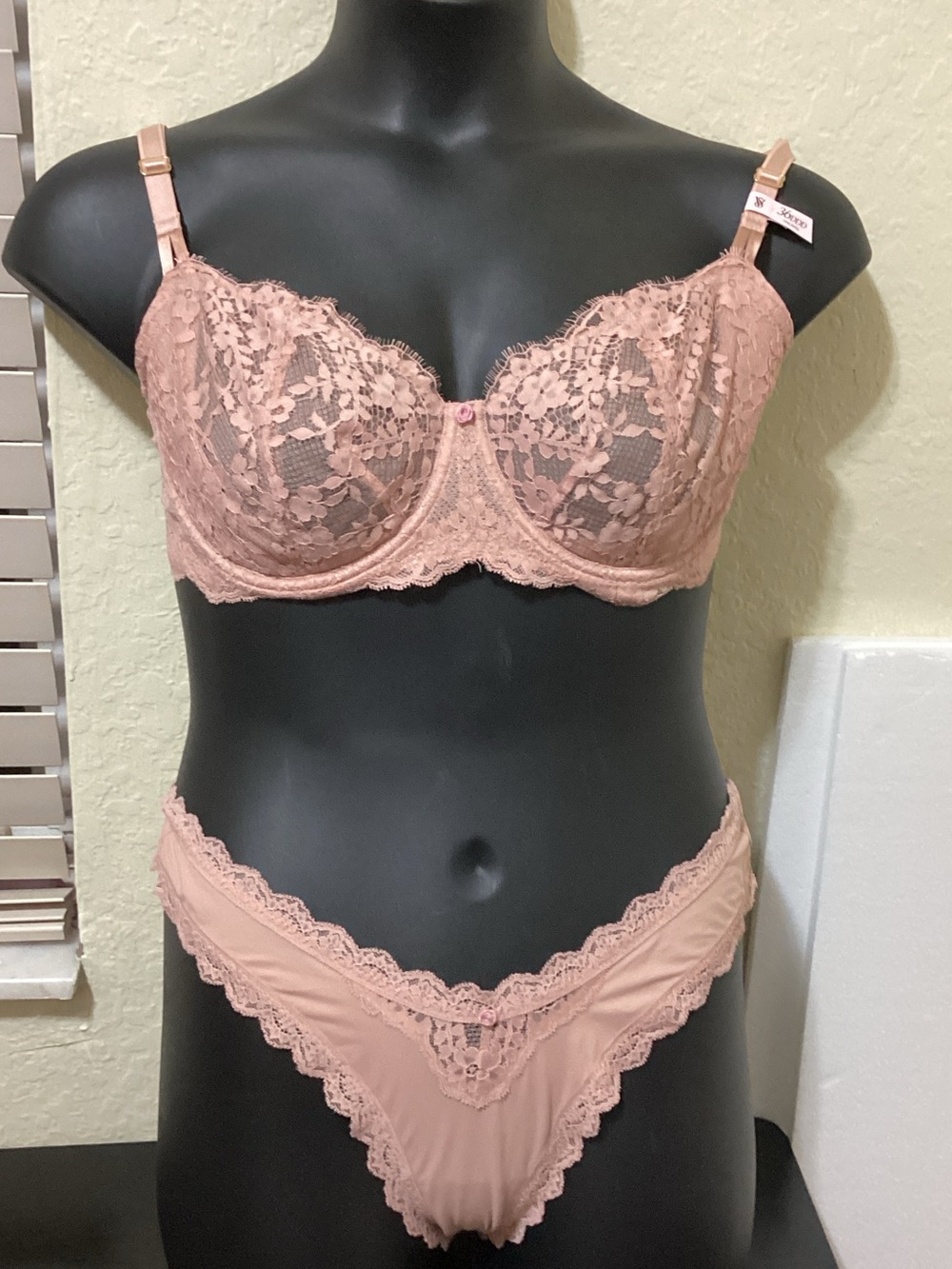 Victoria's Secret Dusty Rose Lace Underwire Bra & Bikini